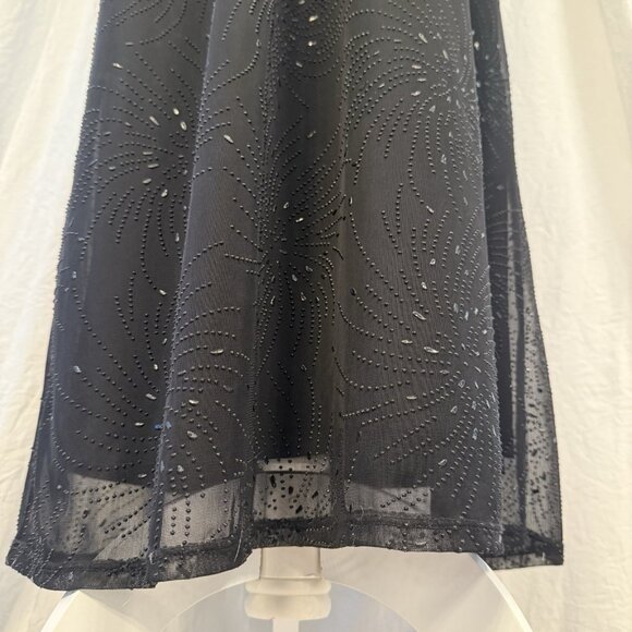 Womens Dark Mesh Overlay Starburst Pattern Maxi Dress Size 8 Whimsigoth Witchy - Picture 4 of 9